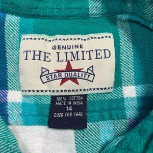 Vintage 90s Kelly Green Blue Plaid‎ Flannel Button Front Long Sleeve Baggy Shirt thumbnail 10