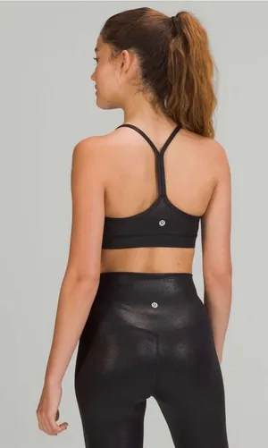 Lululemon Flow Y Sports Bra Radiate Foil Print Black Size 4 Athletic Running thumbnail 1