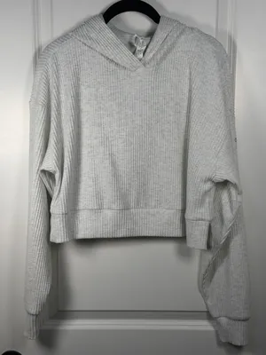 Alo Yoga Muse Rib-Knit Cropped Hoodie thumbnail 1