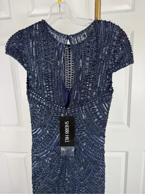 Sherri Hill 51426 Size 4 NWT Navy Beaded Mermaid Evening Gown Formal Prom Dress thumbnail 13