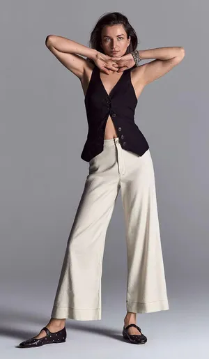 Anthropologie NWT White THE ETTIE HIGH-RISE CROP WIDE-LEG PANTS BY MAEVE: LINEN EDITION. Size 25 thumbnail 3
