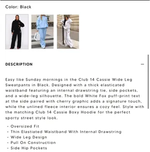 White fox boutique Club 14 Cassie cherry sport logo black Wide Leg Sweatpants ❤️ thumbnail 9