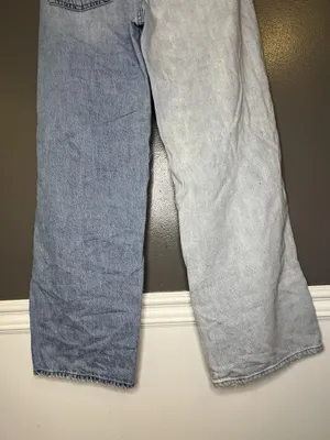 American Eagle Outfitters Skater Jeans Womens 4 Two Tone Wide Leg Distressed thumbnail 7