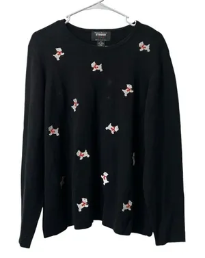 Designers Originals‎ Studio Joy Women Sweater Dog Christmas Size XL Holiday thumbnail 1
