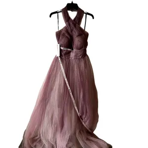 Mac Duggal 20376 Glitter Ombre Halter Neck Ballgown Maxi Dress size 8 Purple New thumbnail 3