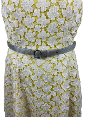 ModCloth 1960s Inspired Floral Lace Fit & Flare Dress Yellow White Belted L thumbnail 4