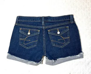 Tommy Hilfiger Tommy Jeans Shorts size 0 Low Rise Denim Blue Jean Flap Pocket Cuffed Womens thumbnail 4