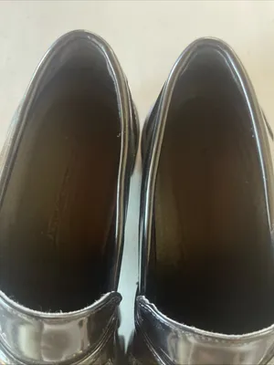 Princess Polly Black Patent Lug-Sole Loafers with Gold Bit thumbnail 7