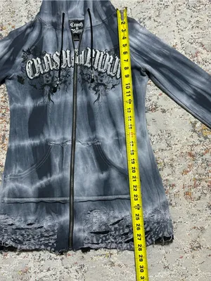 Crash & Burn Y2K graphic hoodie size XS tie dye goth grunge biker rocker thumbnail 5
