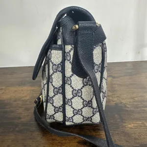 Gucci GG Monogram Vintage Crossbody Bag Medium Beige Blue Canvas Italy thumbnail 10