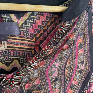 Hale Bob Pink and Black Geometric print artsy Silk tunic Size Large romantic thumbnail 6