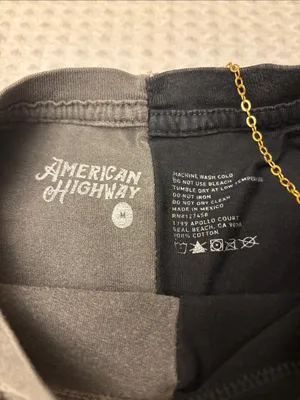 American Highway Distressed Country Graphic Short Sleeve Tee Charcoal Black Festival Concert M thumbnail 2
