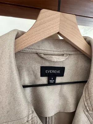 EVEREVE Marren Moto Jacket Faux Suede Biker Asymmetrical Zip Taupe Womens S thumbnail 3