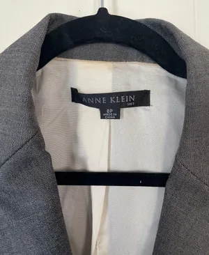 Anne Klein grey wool blend blazer suit jacket stretch lined Women’s size 8P thumbnail 6