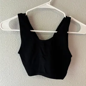 Aerie Black Fitted Sleeveless Crop Tank thumbnail 1