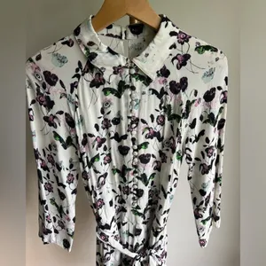 Anthropologie Elevenses Floret Romper White Purple 3/4 Sleeve Size S thumbnail 6