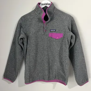 Patagonia Women's XXS Synchilla Lightweight‎ Snap-T Fleece Pullover Gray Cozy thumbnail 2