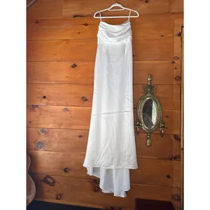 Lulus Lovely Endearment White Satin Sleeveless Backless Maxi Dress Bride Medium thumbnail 4