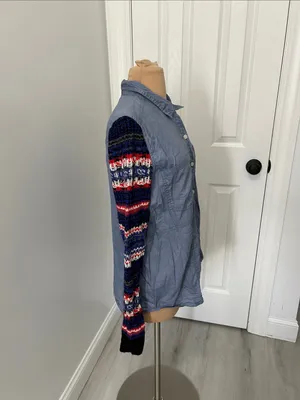 We The Free Fair Isle Sleeve Chambray Button Down Shirt thumbnail 5