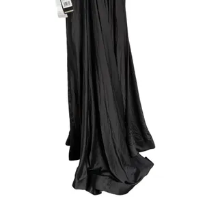 La Femme Black Long Satin Prom Gown Dress with Side Slit Full Skirt Size 0 NWT thumbnail 8
