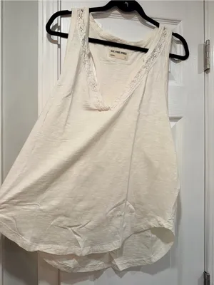 NWOT Free People We The Free Size L Cream Crochet Trim Racerback Layer Tank Top thumbnail 3