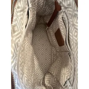 Brighton Tri-Color Leather Tote Bag Brown Cream Black Heart shoulder purse thumbnail 7