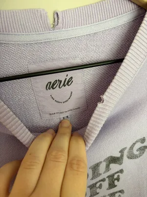 Aerie The Chill Crewneck Pullover Going off the Rails Lavender Medium thumbnail 2