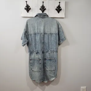 Free People Marci Cuffed Denim Shortall Size L thumbnail 2