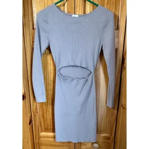 Aritzia Wilfred Free Cut-Out Knit Mini Dress Purple Long Sleeve‎ Bodycon Size M thumbnail 2