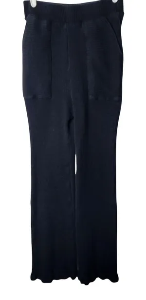 Free People Beach Black Knit Ribbed Casual Lounge Pull On Pants Size Small thumbnail 1