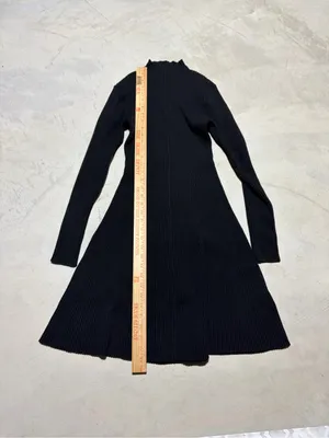 J. Crew NWT Black Ribbed Long-Sleeve Knit Dress small MSRP$128 thumbnail 3