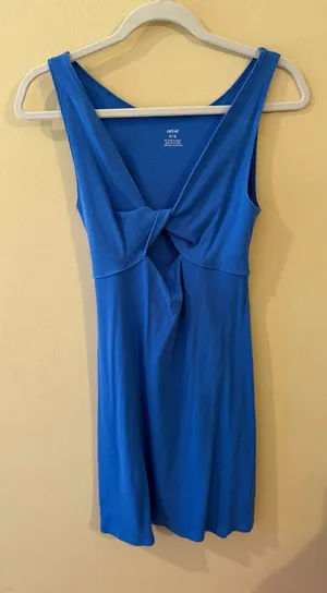 aerie Cobalt Twist-Front Sleeveless Dress thumbnail 1