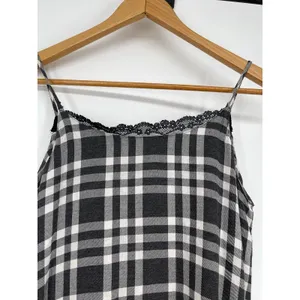 Zara Black White Gingham Lace Slit Shark-bite‎ Hem Size S Y2K Grunge Boho Punk thumbnail 5
