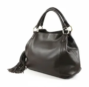 G.I.L.I. Pebbled Leather Hobo Tote Bag Brown Everyday Office Travel Weekender thumbnail 1