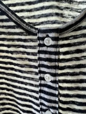 Abercrombie Blue & White Button Peasant Soft Stripe Tank Top thumbnail 3
