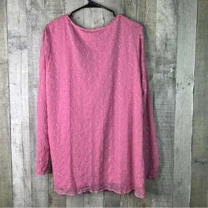 Torrid Size 4(4X)(26) Pink Long Sleeve Top Embroidered Stretch Mesh Tie Front thumbnail 4