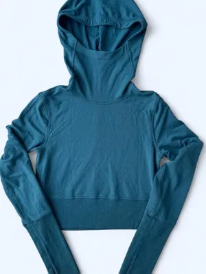 Lululemon Fleece Modal Long Sleeve Hoodie Green Jasper Yoga Pilates Activewear 4 thumbnail 4