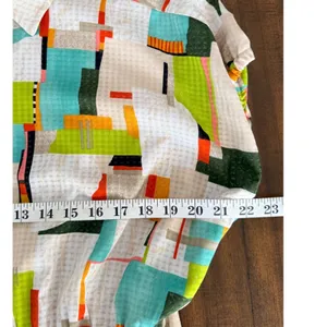 LDT Multi-Color Geometric Abstract‎ Print Button Front Midi Shirt Dress Size 6 thumbnail 9