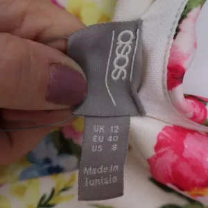 ASOS Floral Strapless Midi Dress Cream Pink Yellow Ruffle Wrap Size 8 NEW thumbnail 5