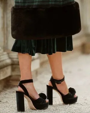 Antonio Melani x Nicola Bathie Emilia Velvet Emerald Green Platform Dress Sandals. thumbnail 4
