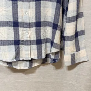 Flag & Anthem Womens Blue White Plaid Button Down Shirt Large SM25WS1477W thumbnail 5