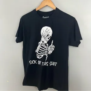 Spencers Skeloton Middle Finger Graphic Short Sleeve Tee Black Medium thumbnail 2