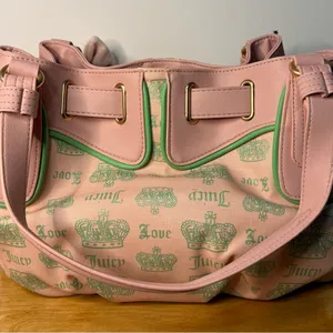 Juicy Couture Crown Love Tote Blush Pink Green Bow Charm NWT thumbnail 7