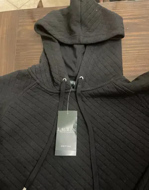 Ralph Lauren NWT Hoodie Womens Large Black Quilted Pullover Drawstrings thumbnail 2