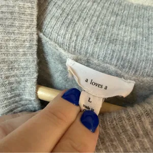 A Loves A Mock Neck Knit Sweater Gray Size Large thumbnail 3