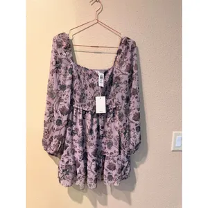 Wilfred‎ Mini Dress Women Small Lilac Tempest Mini Floral Smocked Boho Chiffon thumbnail 2
