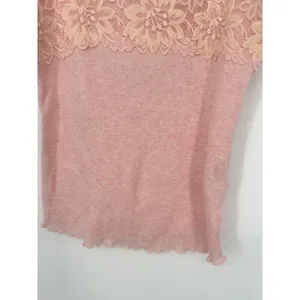 The Limited Cami Top Women S Pink Floral Lace Ribbed Knit Y2K Coquette Fairycore thumbnail 3