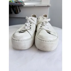 Paul Green White Pebbled Leather Lace Up Platform Sneakers US 7 thumbnail 9