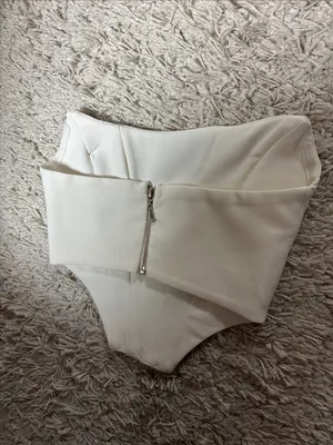 Trendyol White Structured Strapless Crop Top Size 2 thumbnail 9