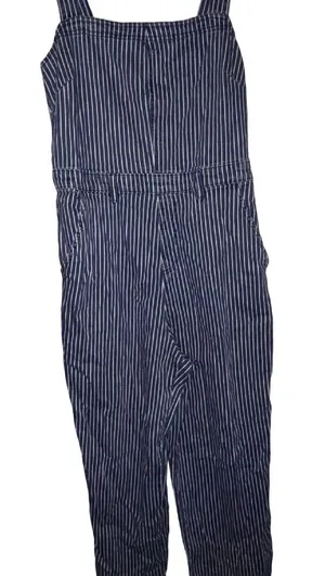 Universal Threads Navy & White Striped Cotton Jumpsuit thumbnail 1